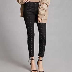 Pixie and Diamond Black Lace-Up Jeans